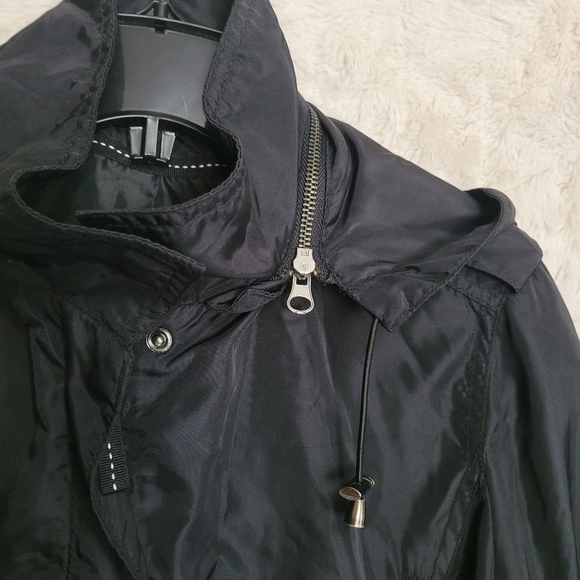 Zara Basic Black Coat Jacket with Removable and Adjustable Hood Size Large - Picture 7 of 11